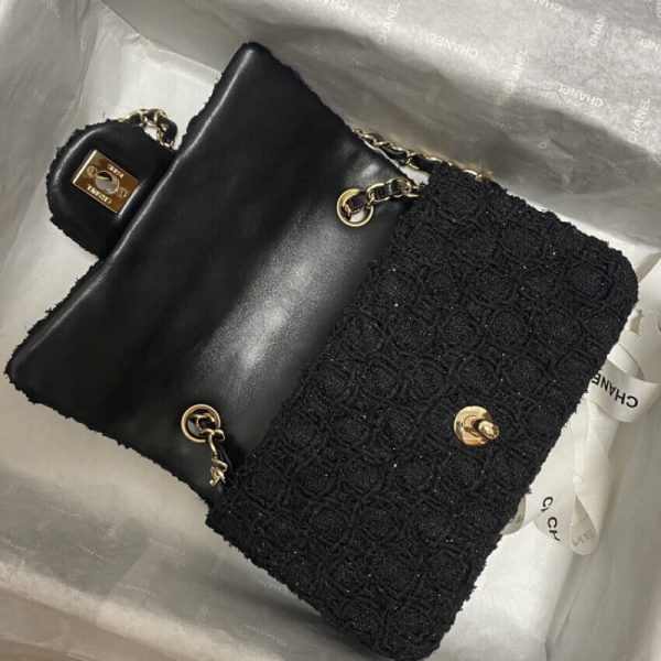 Replica Chanel Black Tweed Classic Flap Bag 20Cm 1116 - Image 8
