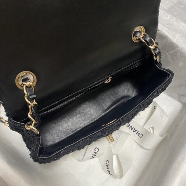 Replica Chanel Black Tweed Classic Flap Bag 20Cm 1116 - Image 9