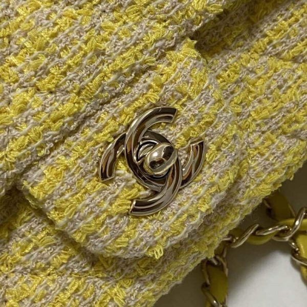 Yellow Tweed Replica Chanel 20Cm Classic Flap Bag 1116 - Image 6