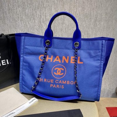 Replica Chanel 21S Deauville Blue Orange Large Tote Bag