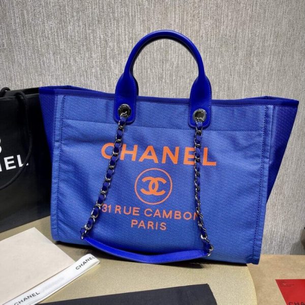 Replica Chanel 21S Deauville Blue Orange Large Tote Bag