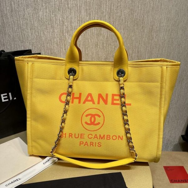 Replica Chanel Deauville Orange Yellow Large Shopping Bag - Image 2