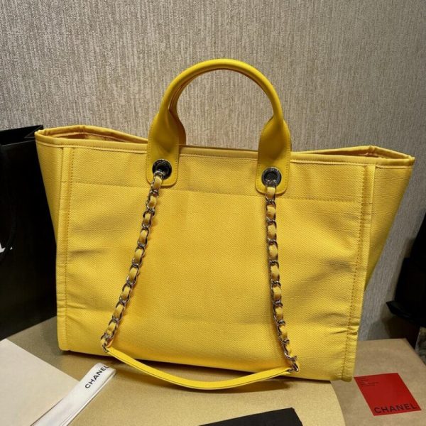Replica Chanel Deauville Orange Yellow Large Shopping Bag - Image 4