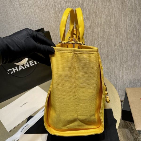 Replica Chanel Deauville Orange Yellow Large Shopping Bag - Image 5