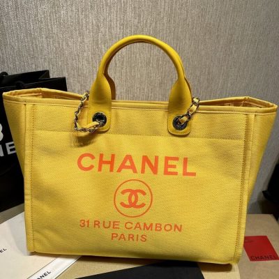 Replica Chanel Deauville Orange Yellow Large Shopping Bag
