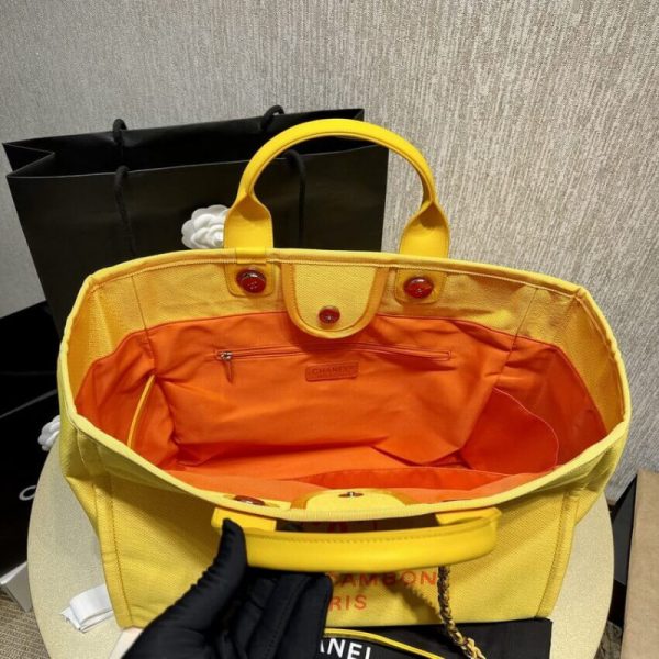 Replica Chanel Deauville Orange Yellow Large Shopping Bag - Image 7