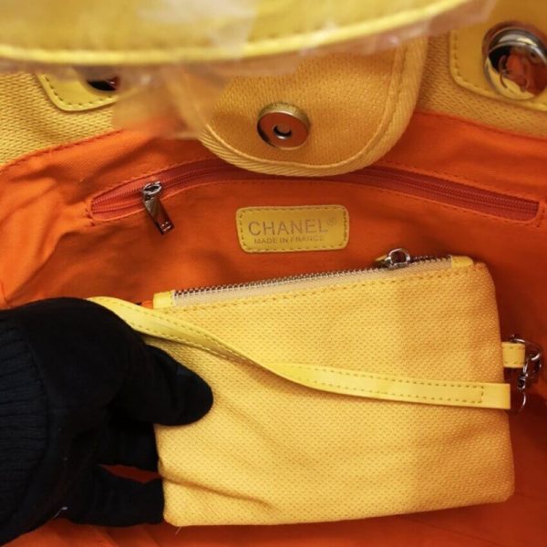 Replica Chanel Deauville Orange Yellow Large Shopping Bag - Image 9