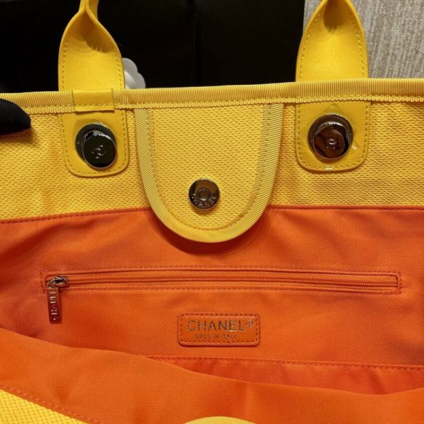 Replica Chanel Deauville Orange Yellow Large Shopping Bag - Image 10