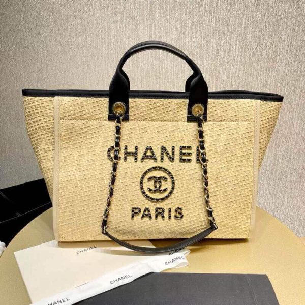 Chanel 21S Deauville Large Leather Woven Chain Shopping Bag Replica - Image 2