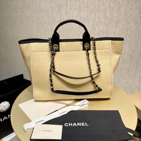 Chanel 21S Deauville Large Leather Woven Chain Shopping Bag Replica - Image 5