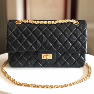 Vintage Chanel 2.55 Replica Flap Bag in Aged Calfskin Leather