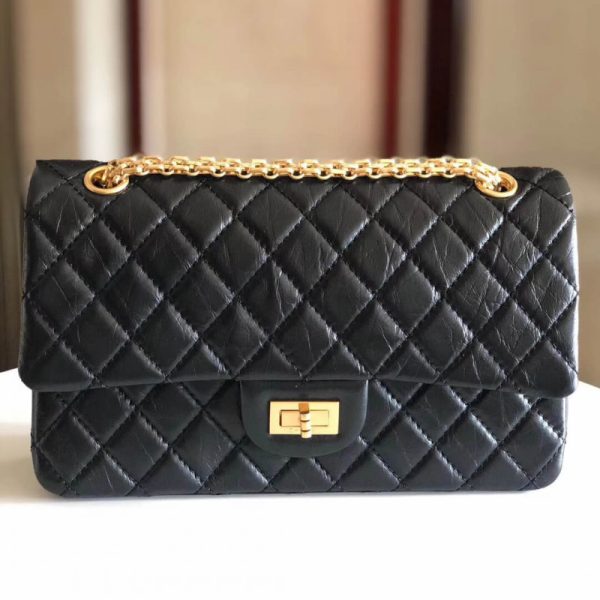 Vintage Chanel 2.55 Replica Flap Bag in Aged Calfskin Leather - Image 3