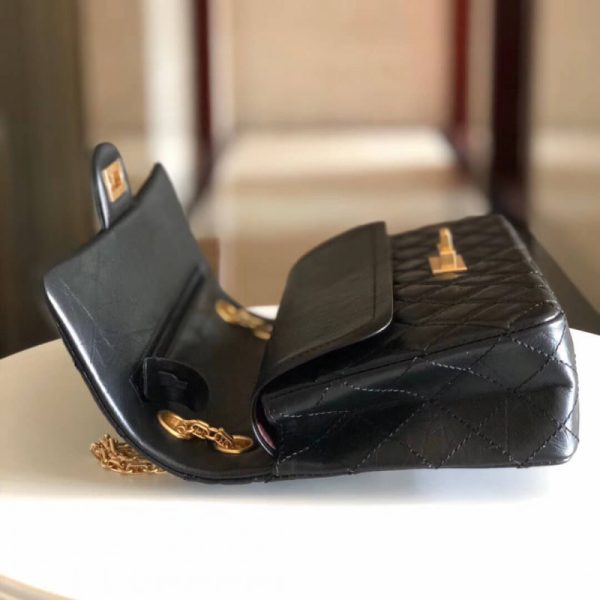 Vintage Chanel 2.55 Replica Flap Bag in Aged Calfskin Leather - Image 8