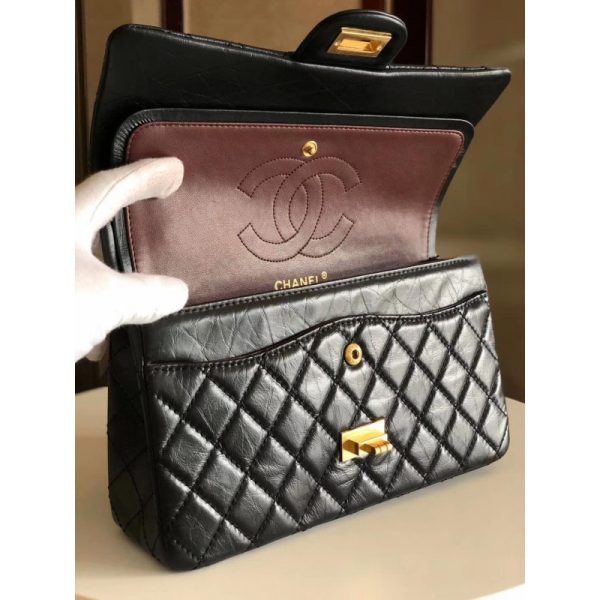 Vintage Chanel 2.55 Replica Flap Bag in Aged Calfskin Leather - Image 9