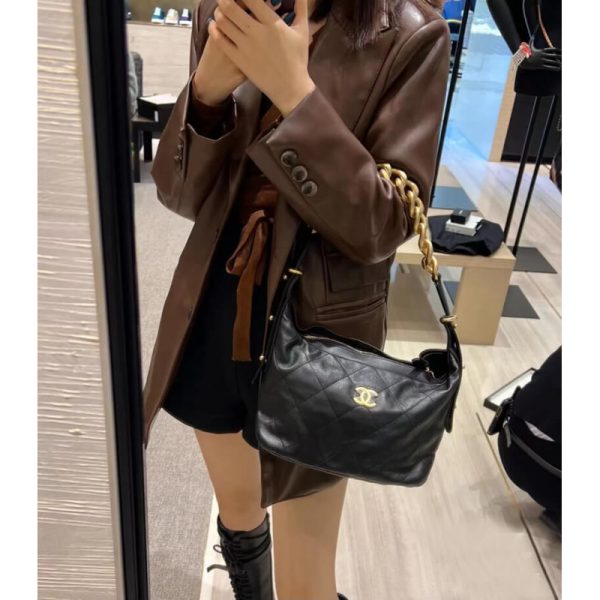 Replica Chanel Black Calfskin Hobo Bag As2910 - Image 2