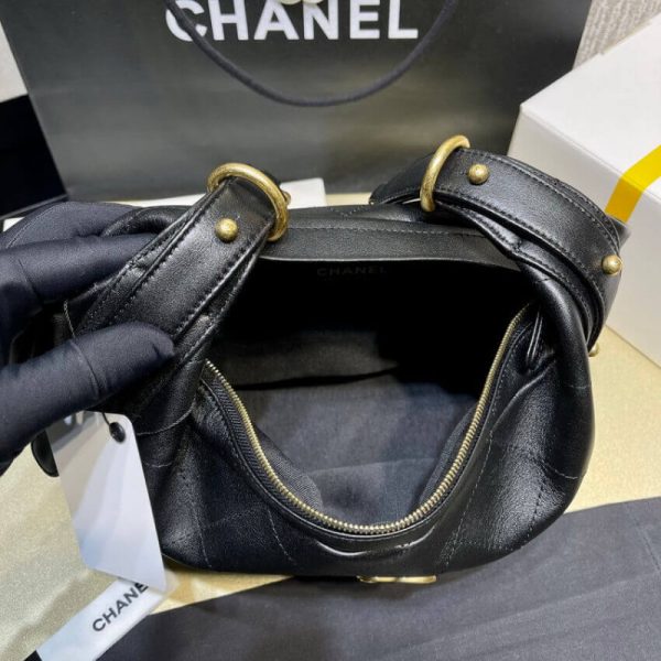 Replica Chanel Black Calfskin Hobo Bag As2910 - Image 12