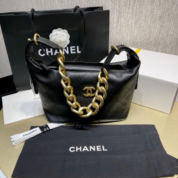 Replica Chanel Black Calfskin Hobo Bag As2910 - Image 5