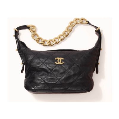 Replica Chanel Black Calfskin Hobo Bag As2910