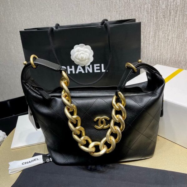 Replica Chanel Black Calfskin Hobo Bag As2910 - Image 6