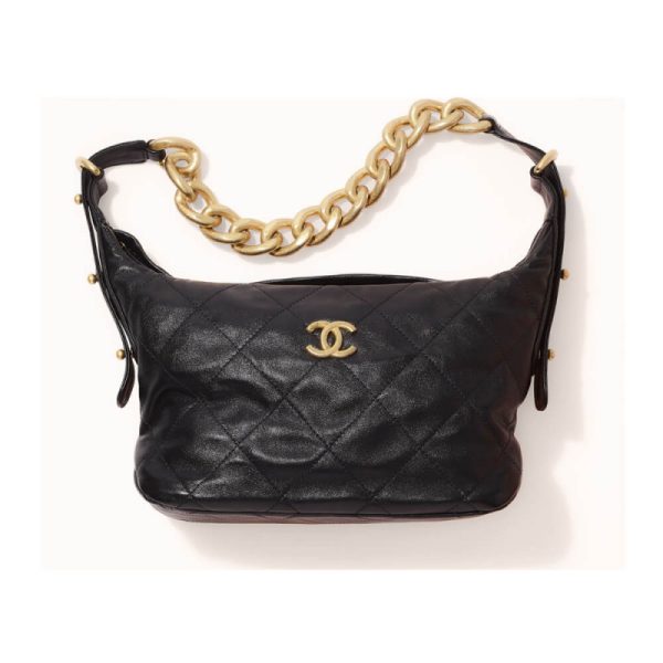 Replica Chanel Black Calfskin Hobo Bag As2910