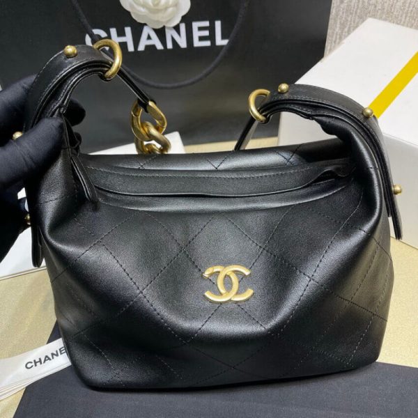 Replica Chanel Black Calfskin Hobo Bag As2910 - Image 8