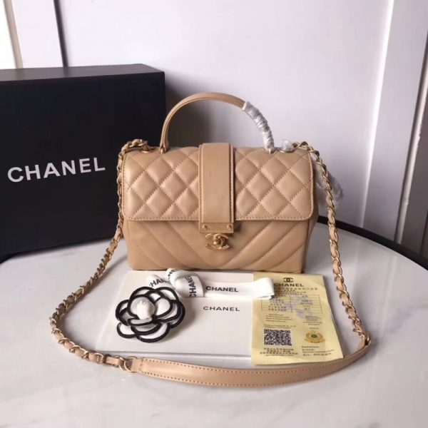 Chanel Replica Calfskin Flap Bag with Top Handle – As0804 - Image 2
