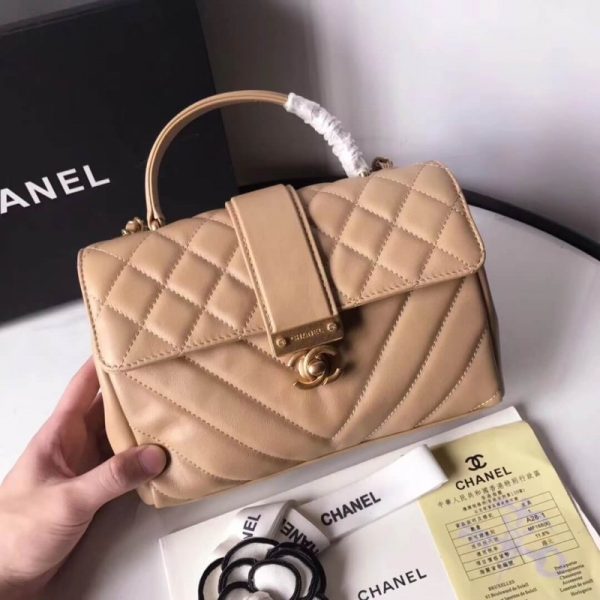 Chanel Replica Calfskin Flap Bag with Top Handle – As0804 - Image 3