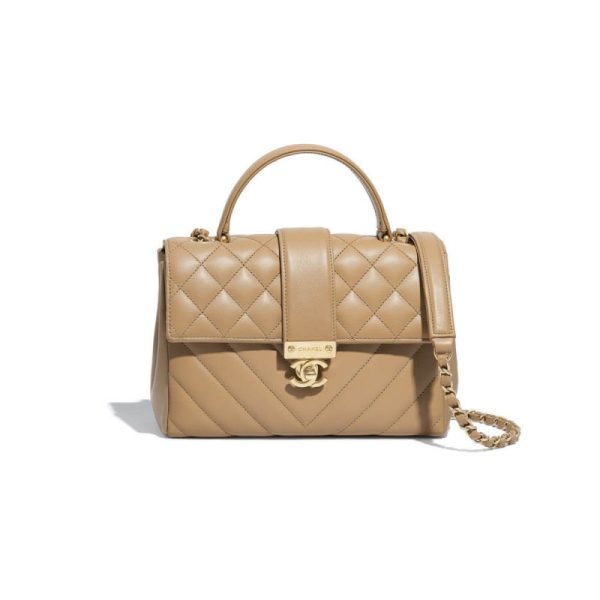 Chanel Replica Calfskin Flap Bag with Top Handle – As0804
