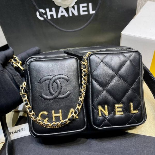 Replica Chanel Black Calfskin Leather Camera Case As2924 - Image 5