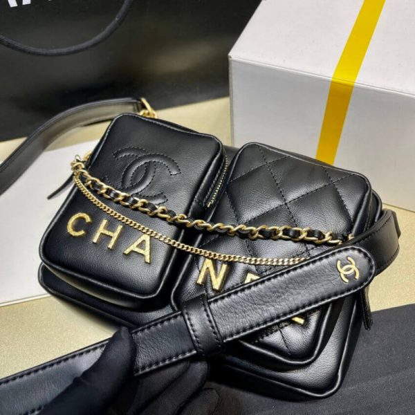 Replica Chanel Black Calfskin Leather Camera Case As2924 - Image 7