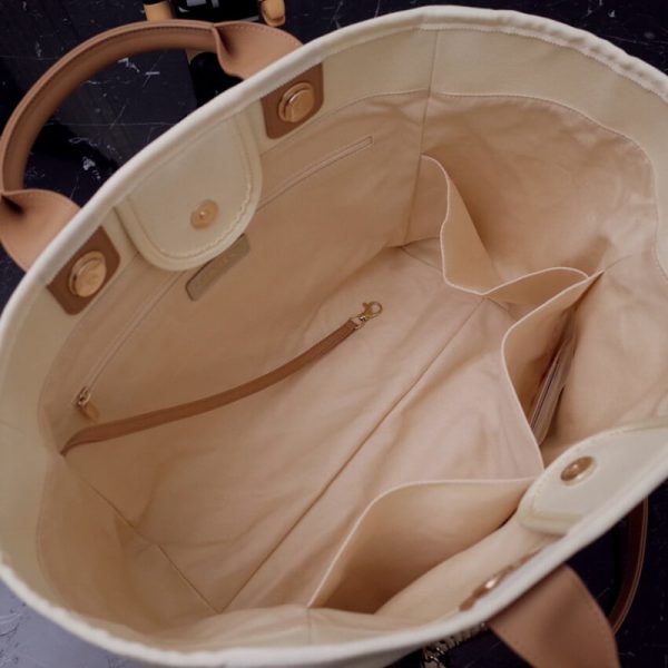 Replica Chanel Deauville Canvas Tote Bag with Pearl Accents - Image 12