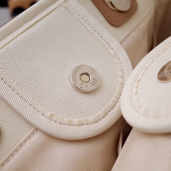 Replica Chanel Deauville Canvas Tote Bag with Pearl Accents - Image 10
