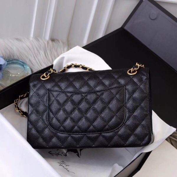 Black Replica Chanel Caviar Classic Flap Bag A01112 - Image 5