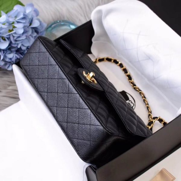 Black Replica Chanel Caviar Classic Flap Bag A01112 - Image 6