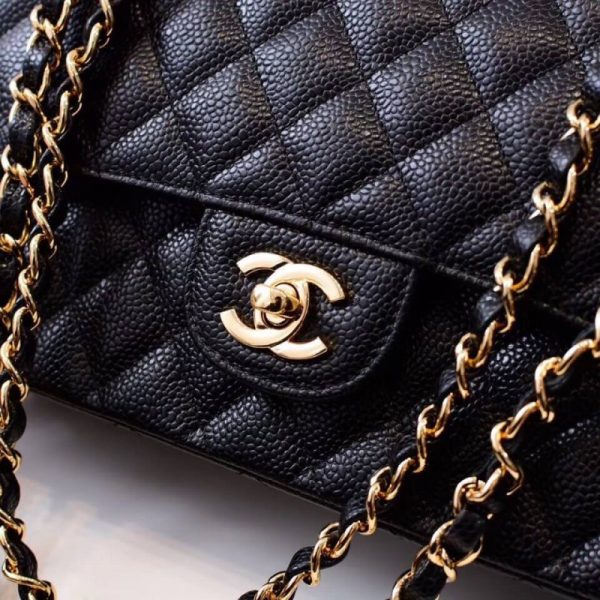 Black Replica Chanel Caviar Classic Flap Bag A01112 - Image 7