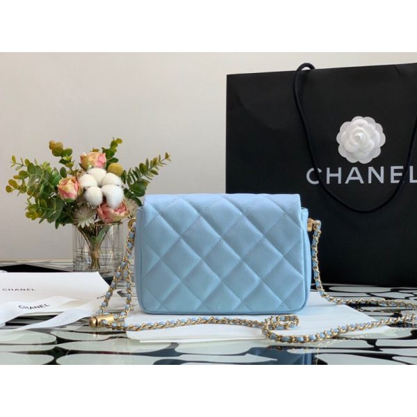 Chanel Caviar Pearl Crush Mini Flap Bag - Gold - Image 8