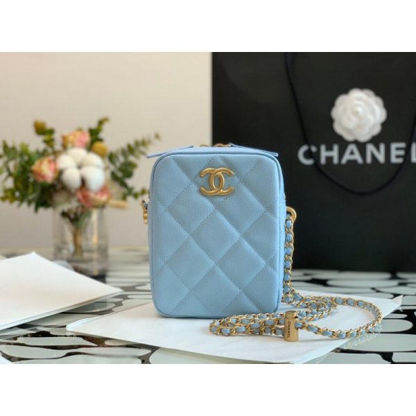 Chanel Caviar Pearl Crush Gold Ball Phone Clutch with Chain - Image 2