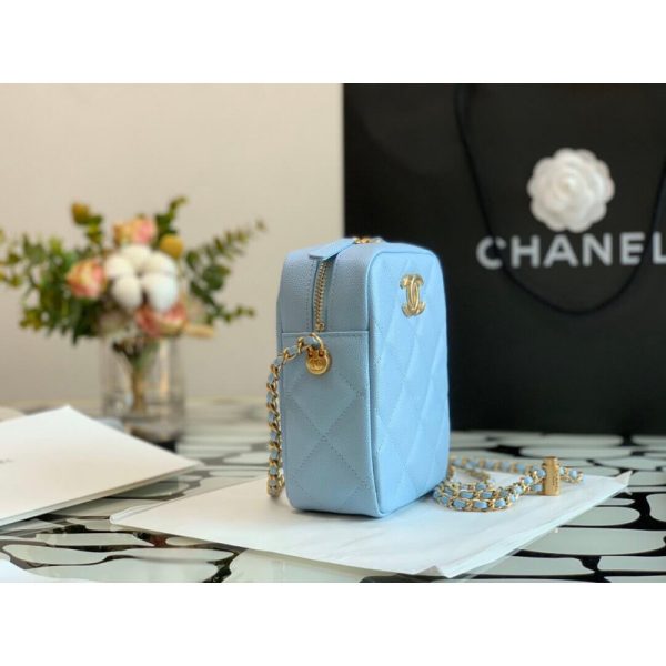 Chanel Caviar Pearl Crush Gold Ball Phone Clutch with Chain - Image 3