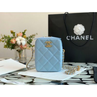 Chanel Caviar Pearl Crush Gold Ball Phone Clutch with Chain