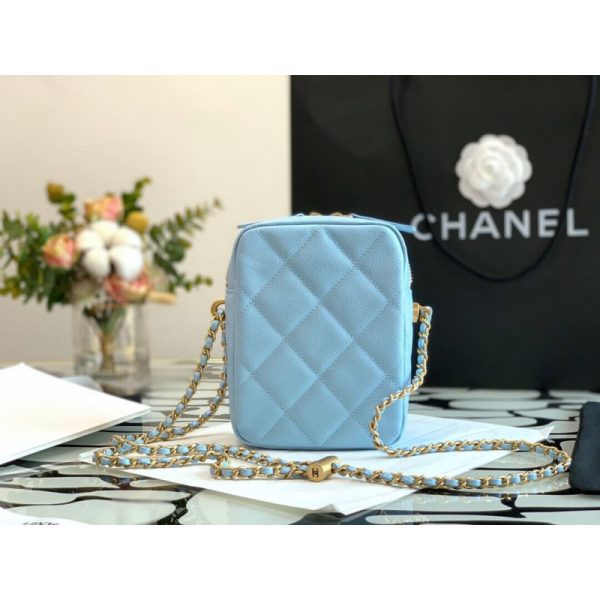 Chanel Caviar Pearl Crush Gold Ball Phone Clutch with Chain - Image 8