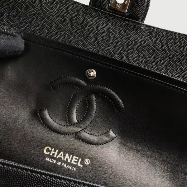 Chanel Chevron Caviar Classic Flap Bag - Black Replica A01112 - Image 4