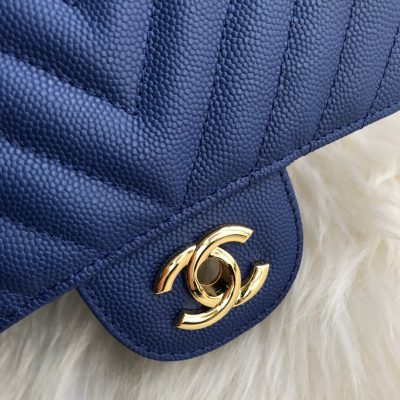 Replica Chanel Chevron Caviar Leather 17cm Flap Bag 1115