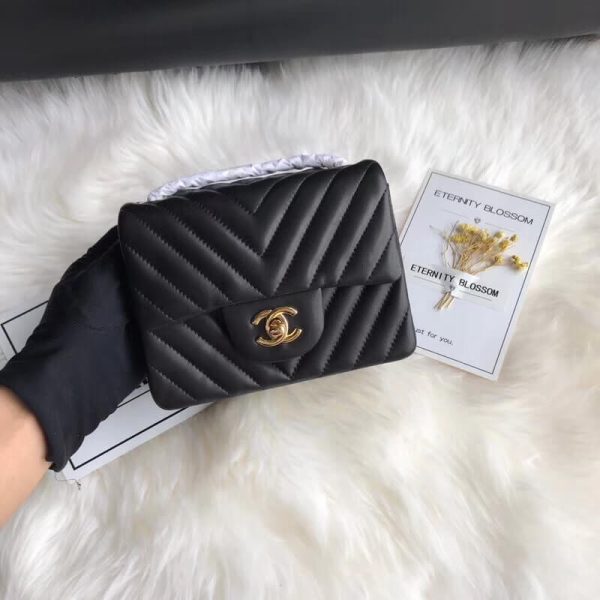 Chanel Chevron Lambskin 17cm Classic Flap Bag Replica 1115 - Image 2