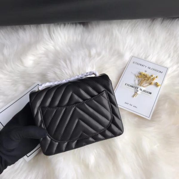 Chanel Chevron Lambskin 17cm Classic Flap Bag Replica 1115 - Image 3