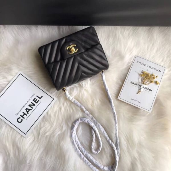Chanel Chevron Lambskin 17cm Classic Flap Bag Replica 1115 - Image 7