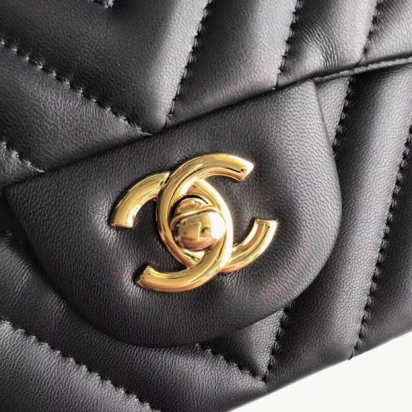 Chanel Chevron Lambskin 17cm Classic Flap Bag Replica 1115 - Image 9