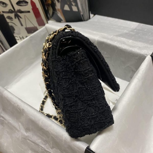 Chanel Classic Flap Replica in Black Tweed – Timeless Elegance - Image 3
