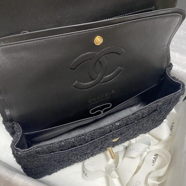 Chanel Classic Flap Replica in Black Tweed – Timeless Elegance - Image 8