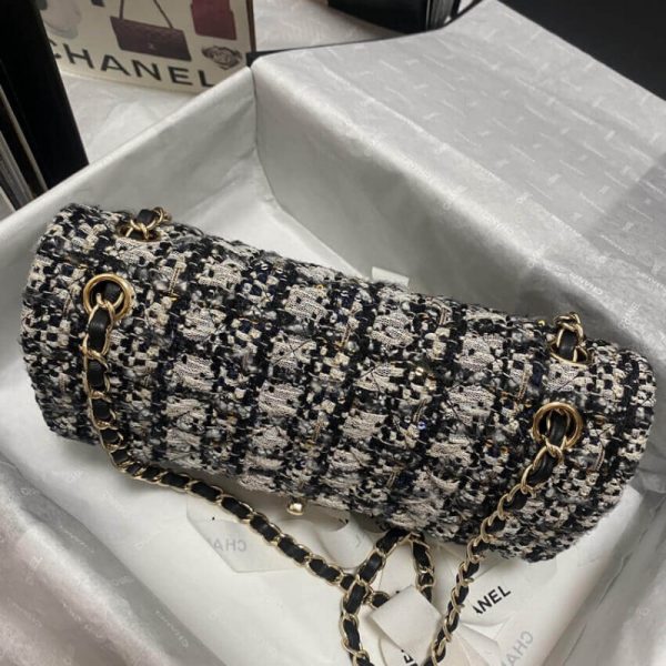 Chanel Classic Flap Black/Beige Glitter Tweed Replica 1112 - Image 5