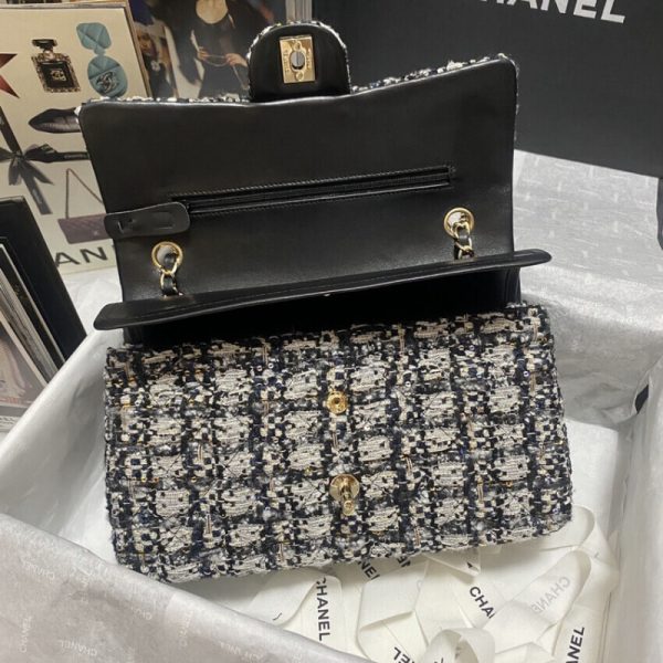 Chanel Classic Flap Black/Beige Glitter Tweed Replica 1112 - Image 7